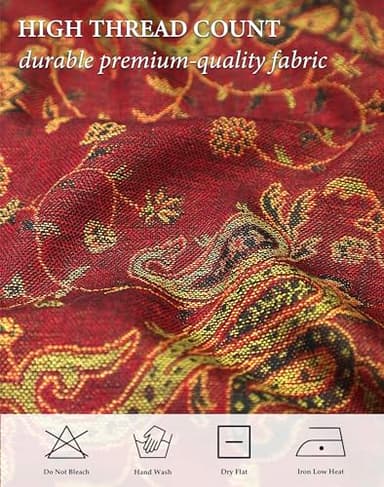 Achillea Soft Silky Reversible Paisley Pashmina Shawl Wrap Scarf w/Fringes (Burgundy) - Image 6
