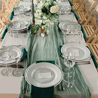 12 Pack Cheesecloth Table Runner, Runner Gauze Boho Wedding Decor Romantic Table Runner for Wedding Birthday Party(35" x 118") (Sage Green) - Image 4