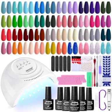 JEWHITENY 45PCS Gel Nail Polish Kit with U V Light LED Nail Lamp 40 Colors Set Manicure Nail Gel Kit - Image 1