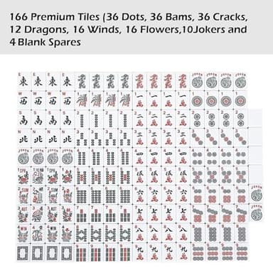 ZGME American Mahjong Set,166 White Tiles with Red Bag and Accessories,4 All-in-One Mahjong Racks with Pushers,Complete Western Mahjong Set - Image 9