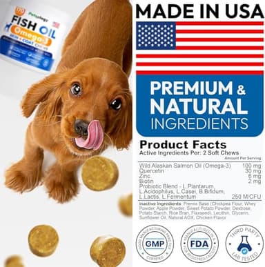 Omega 3 Fish Oil for Dogs - 170 Chews - Omega 3 for Dogs Itchy Skin & Allergy Relief - Skin & Coat Supplement - EPA & DHA Fatty Acids - Dog Anti Shedding & Hot Spot Treatment - Salmon Oil - Image 6