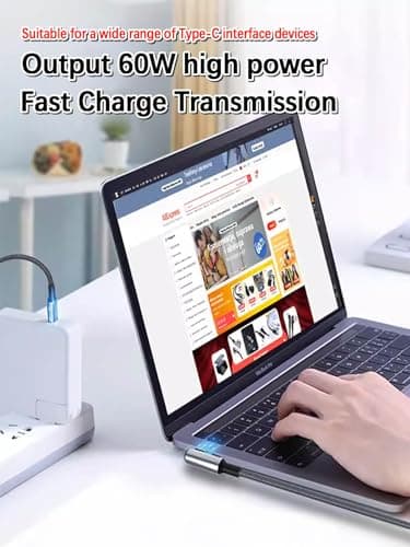 10FT 60W USB C to USB C Right Angle Fast Charging Cable,Long Cord Nylon Braided, Type C Charger Cord for,Apple-iphone 15,Sam-sung GalaxyS24 S23 S22 A15,iPad Pro/Air,Pixel 5/4 XL,One-Plus 8T,PS5 (Grey) - Image 4