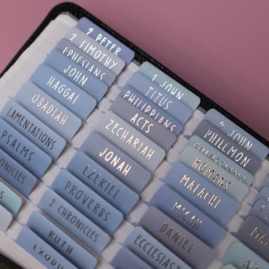 UPAFEXXI-Laminated Bible Tabs (Gold Foil Embossed Lettering), Bible Tabs for Women and Men, Reposition Large Print Stickers, Easy to Read and Apply, 80Chapters Labels for Easy Navigation(Blue) - Image 2