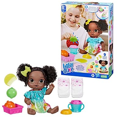 Baby Alive Fruity Sips Doll, Lime, Toys for 3 Year Old Girls, 12-inch Baby Doll Set, Drinks & Wets, Pretend Juicer, Kids 3 and Up, Black Hair - Image 10