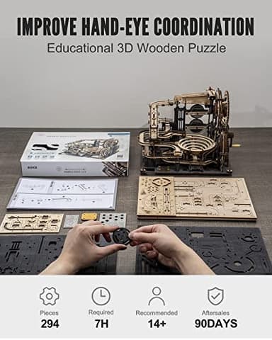 ROKR 3D Wooden Puzzles for Adults Marble Run Model Building Kit(LGA01 Marble Night City) - Image 7