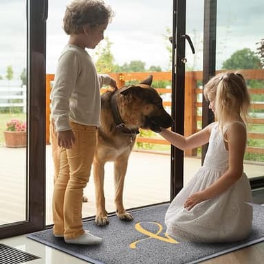 T.HENV Welcome Mat, Waterproof All-Season Doormat, All-Weather Quick Drying & Low Profile Design, Durable Front Door Mat for Outdoor Indoor Use, Patio Porch Entryway, 36x24, Grey-Gold - Image 7