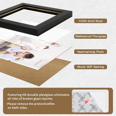 Picture Frames 5x5 2 Pack Made of Solid Wood Black for Wall Mounting and Tabletop Display - Image 7