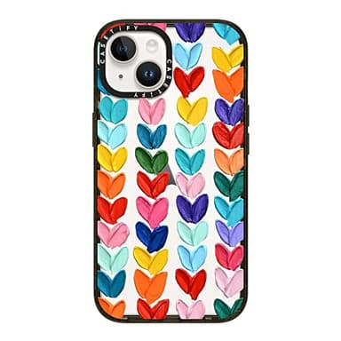 CASETiFY Impact iPhone 14 Case [4X Military Grade Drop Tested / 8.2ft Drop Protection] - Polka Daub Hearts - Glossy Black - Image 2