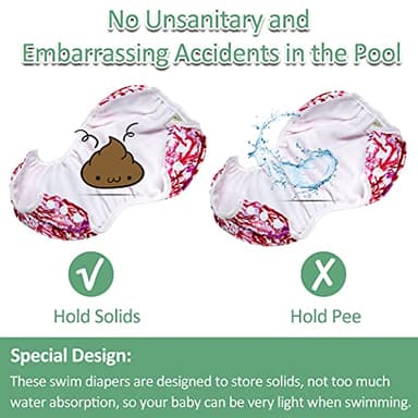 Wegreeco Baby & Toddler Snap One Size Adjustable Reusable Baby Swim Diaper (Coral, Small, 3 Pack) - Image 5