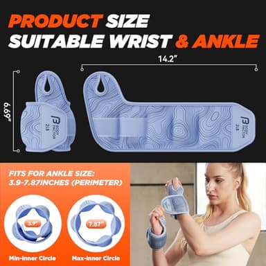 Body Factor Wrist Ankle Weights for Women，Arm & Leg weights for Walking, Set of 2(1 lb/2 lb/3lb/4lb/5lbs Each), Comfortable Wrist and Ankle Weights for Running, Yoga, Dance, Pilates - Image 3