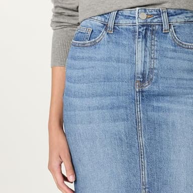 The Drop Women’s Rylie Maxi Denim Skirt with Front Slit, Medium Indigo, S - Image 3