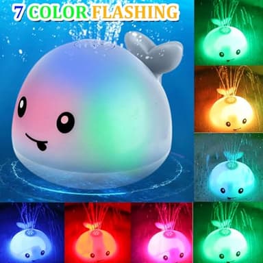 Bath Toys for Kids Ages 1-3 - 1 2 3 Year Boys Girls Gifts | Christmas Stocking Stuffers 6-12-18 Months | Light Up Whale Bath Toy Sprinkler Toddler Bathtub Pool Water Table Toys - Image 6