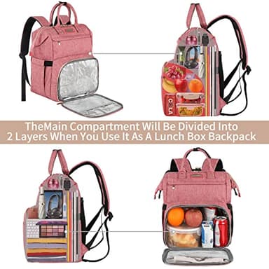 JCDOBEST Lunch Bag Backpack, Insulated Cooler Backpack Lunch Box Laptop Backpack with USB Port for Women Men Fits 15.6 Inch Laptop Blue - Image 2