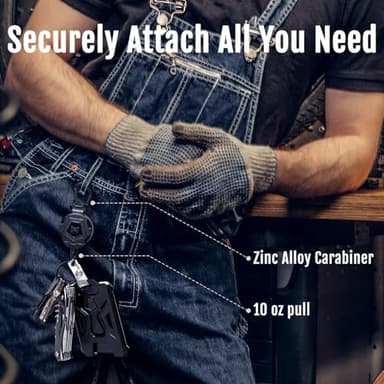 MNGARISTA Retractable Badge Holder, Heavy Duty Carabiner Keychain, Tactical ID Card Holder with 31.5" Retractable Badge Reel, Black - Image 3