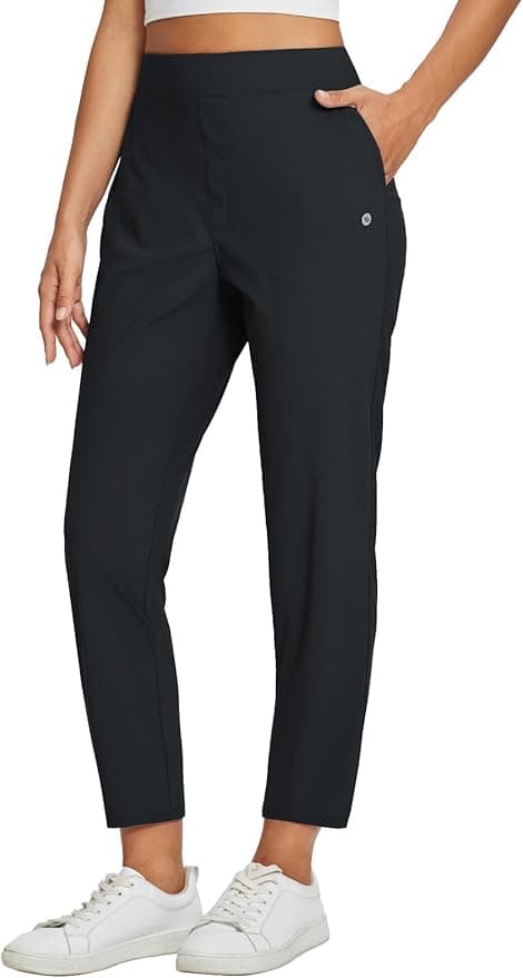baleaf Womens Travel Pants Lightweight Stretch with Zipper Pockets Petite Ankle Dressy Golf Work Business Casual Slacks - Image 1