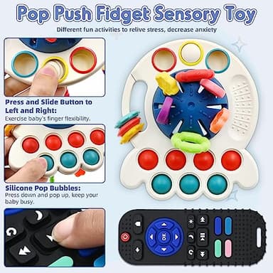 Sensory Montessori Baby Toys, Silicone Remote Control for Infant 6 12 Months, Toddler Educational Learning Travel Toys for Newborn Baby Shower Boy Girl Birthday Gifts Christmas Stocking Stuffers - Image 4