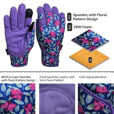 MSUPSAV 2 Pairs Utility Gardening Gloves for Women,Multipurpose Synthetic Leather Garden Gloves,Outdoor Yard Work Gloves,Gifts,2 Pairs Per Pack-Purple,Medium - Image 3