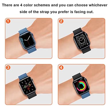 Anlinser Magnetic Bands Compatible with Apple Watch Band 49/46/45 44/42/41/40/38mm, Women Men Double Side Reversible Strap for iWatch Ultra 3-1 Series 11/10/9/8/7-1 SE (42/41/40/38, Black/Blue) - Image 5