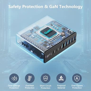 320W USB C Charger Block, 10-Port USB C Charging Station GaN III PD 65W PC Laptop Fast Charger Adapter for MacBook Pro/Air, DELL, iPad, iPhone, Samsung Galaxy Black - Image 5