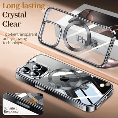 ESTPEAK Titanium Black CD Mag-Stand Case for iPhone 13 Pro Case with Invisible Magnetic Ring, [Fit for MagSafe] [Never Yellowing] Top Clear Phone Case Cover for iPhone 13 Pro 6.1" Men Women - Image 5