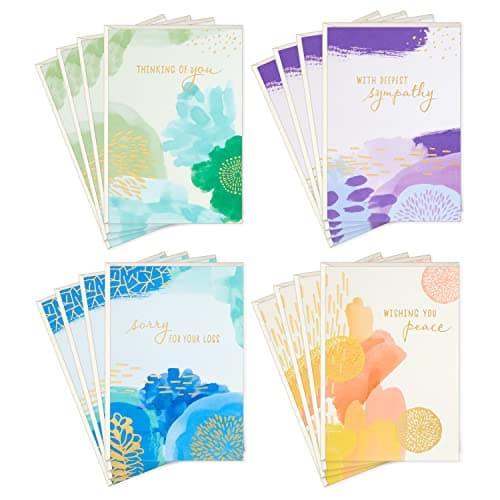 Hallmark Sympathy Cards Assortment, Abstract Watercolor (16 Assorted Thinking of You Cards with Envelopes) - Image 1