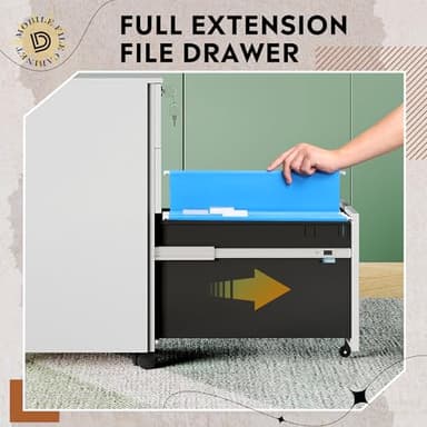 DEVAISE 3-Drawer Steel File Cabinet with Lock, Mobile Vertical White Rolling Metal Filing Cabinet for Home Office Storage, 17.1" D x 11.8" W x 23.6" H - Image 7