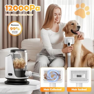 SNOYWEN Dog Grooming Vacuum & Dryer & Clippers for Shedding Grooming, 3L Canister for Large Dog, 3 in 1 Grooming Kit for Dogs at Home, Adjustable Temperature and Airflow Pet Grooming Kits. - Image 5