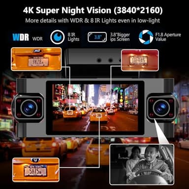 4 Channel Dash Cam 360° View,4K Front Rear Inside Dashcam,Left Right Dash Camera for Cars,Built-in GPS, 5G WiFi,Voice Control,Night Vision, 24/7 Recording Parking Mode Monitor, Free 128G Card - Image 5