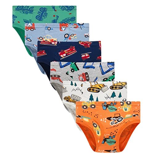 Boboking Little Boys Briefs Dinosaur Truck Toddler Kids Underwear (Pack of 6) 3/4T - Image 1