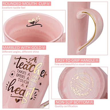 Unique Teacher Appreciation Gifts for Women - Best Teachers Day Mug for Teachers from Student, 14Oz Pink Marble Ceramic Teacher Cup with Gold Print, Birthday Retirement Graduation, Nice Gift Boxed - Image 3