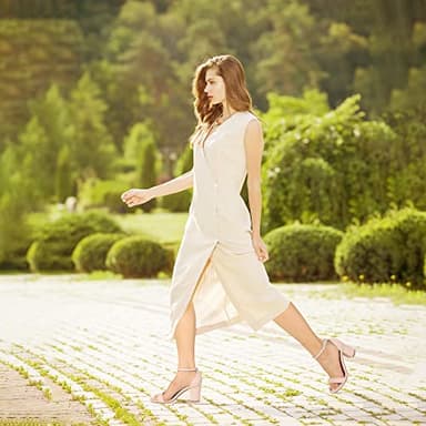 IDIFU Nude Heels for Women Cookie-MI Block Heels 3 Inch Sandals Chunky Open Toe Heel Wedding Homecoming Dress Shoes for Women Brides Ladies (Nude Nubuck, 8 B(M) US) - Image 6