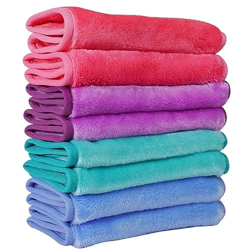 Nugilla Makeup Remover Cloths, 8 Packs Makeup Remover Towels Reusable Face Wash Cloth, Soft Microfiber Face Cloth for Women - Image 1