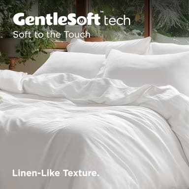 Bedsure 100% Washed Cotton Duvet Cover Full Size - Natural White Minimalist Cotton Duvet Cover Linen Like for All Seasons - GentleSoft™ Plain Simple Bedding (Natural White, Full, 80"x90" - Image 5