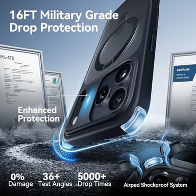 CASEKOO for iPhone 17 Pro Case with Magnetic Ring Stand [Camera Protection][Military Drop Protection][Fit for MagSafe] Translucent Matte Slim Phone Cover for iPhone 17 Pro Case 6.3", Black - Image 5