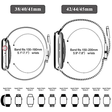Geoumy Metal Magnetic Bands Compatible for Apple Watch Band 45mm with Case, Stainless Steel Milanese Mesh Loop Replacement Strap Compatible with iWatch Series 10/9/8/7/6/5/4/3/2/1 SE Women Men, Silver - Image 5