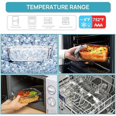 Vtopmart 2Pack 1860ml/ 63oz Large Glass Storage Containers with Lids, Meal Prep Food Container Set with Snap Airtight Lid for Baking, Microwave, Oven, Leak Proof, for Freezer, Dishwasher, Grey - Image 7