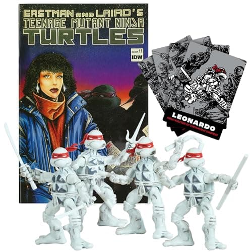 Teenage Mutant Ninja Turtles: Black and White Comic Book Figures with Comic Book by Playmates Toys - Image 1