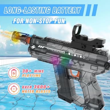 Electric Water Guns for Adults & Kids,Realistic Automatic Water Gun with 26-32 FT Long Range,800ml Large Water Tank,Splash-Resistant Design,Summer Outdoor Pool Beach Toy for Backyard Games(2 Pack) - Image 6
