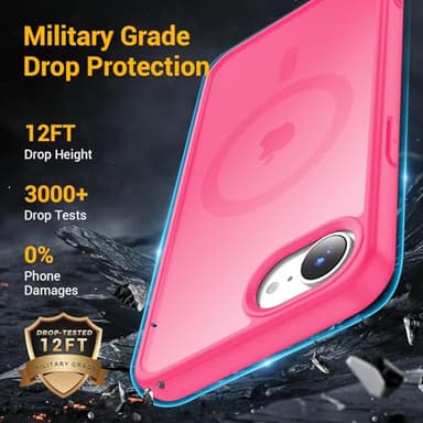 Temdan for iPhone 16e Case, Compatible with Magsafe, Anti-Yellowing, Military-Grade Protection, Shockproof Slim Magnetic Phone Case Cover, Rose Red - Image 3