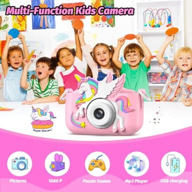 Upgrade Kids Camera for Boys Girls, Toddler Digital Selfie Camera with Cute Protective Cover and 32G SD Card, Christmas Birthday Gifts Toys for 3 4 5 6 7 8 9 10 11 12 Years Old Little Girls and Boys - Image 3