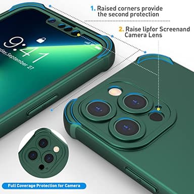 ORETECH for iPhone 13 Pro Max Case, with [2 x Screen Protectors] [15 Ft Military Grade Drop Test] [Camera Protection] 360° Shockproof Slim Thin Phone Case for iPhone 13 Pro Max Cover 6.7" - Green - Image 3