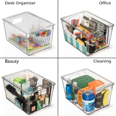 ClearSpace Plastic Storage Bins with Lids X-Large – Perfect Kitchen Organization, Desk Organizer or Pantry Storage – Desktop Organizer, Pantry Organization and Storage Bins, Cabinet Organizers - Image 5
