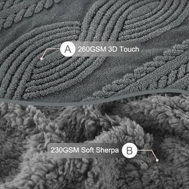 PU MEI Sherpa Throw Blanket for Couch Sofa 60”*80”- Fleece 3D Tufted Fuzzy Soft Cozy Blanket for Bed, Thick Warm Blanket for All Seasons, (Dark Grey, 60"*80") - Image 3