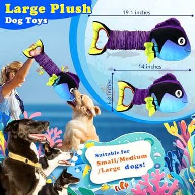 Squeaky Dog Toys for Aggressive Chewers -Suitable for Large Breeds-Chew Toys for Puppy Teething-Dog Toys to Keep Them Busy -Crinkle&Tug of War Play Indoor - Image 4