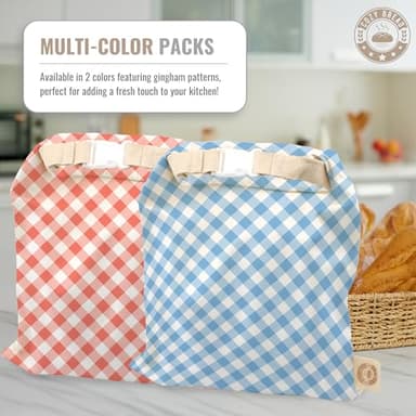 Cozy Bread® Reusable Bread Bag Set for Home Bakers | USA Brand | Charming Designs (Gingham) - Image 3