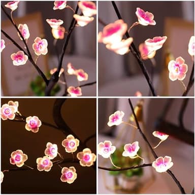 36 LED Cherry Blossom Sparkly Fairy Spirit Tree Lights, DIY Artificial Tree Battery/USB Operated, Tabletop Tree Lamp for Bedroom Christmas Indoor Room Decor Night Lights (Warm White) - Image 5