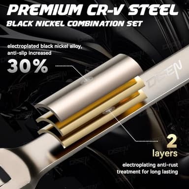 DISEN 14PCS 90-Tooth SEA&Metric Ratchet Wrench Set,Upgraded Nickel Plating Combination Wrenches Set - Image 4