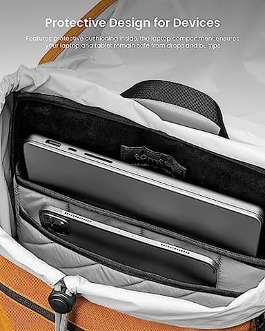 tomtoc Flap Laptop Backpack, Lightweight, Water-Resistant Casual Daypack, Durable Work-pack, Vintage Classic Rucksack for 13-15.6 Inch Laptop, perfect for Campus, Street, 22L Yellow - Image 5