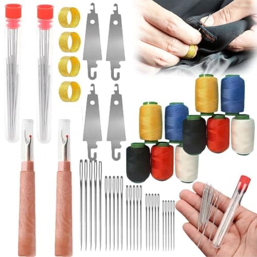 34PCS Big Eye Steel Needles Set, Stainless Steel Needle Hand Sharp Large Tool Cross Stitch Knitting Darning Yarn Long Thin Handmade Quilting Sewing Needles Kit for DIY Sewing Projects(2 * 36Set) - Image 1