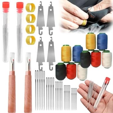 34PCS Big Eye Steel Needles Set, Stainless Steel Needle Hand Sharp Large Tool Cross Stitch Knitting Darning Yarn Long Thin Handmade Quilting Sewing Needles Kit for DIY Sewing Projects(2 * 36Set) - Image 1